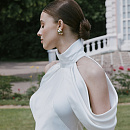 Свадебное платье русалка под горлышко и с открытой спиной фото