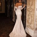 Свадебное платье русалка в светоотражающем кружеве фото