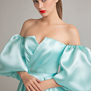 Вечернее платье цвета тиффани миди со съемными рукавами фото