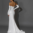 Атласное свадебное платья русалка с разрезом от бедра фото