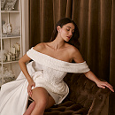 Короткое свадебное платье-трансформер из дизайнерской ткани фото