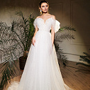 Свадебное платье русалка со съемным воздушным болеро фото