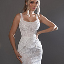 Кружевное свадебное платье рыбка со съемной баской фото