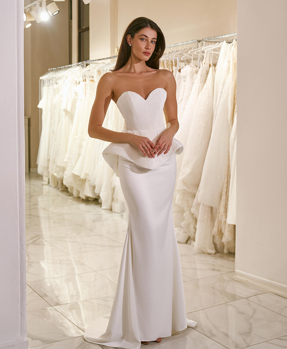 Свадебный комплект с корсетом из плиссированной ткани фото