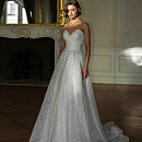 Блестящее свадебное платье со съемными рукавами буфами фото