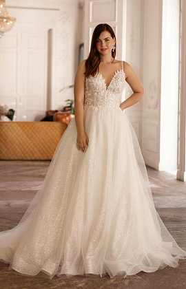 Блестящее свадебное платье для полных девушек