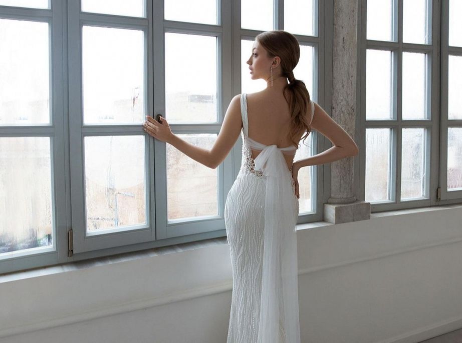 Белое свадебное платье расшитое стеклярусом фото