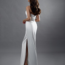 Атласное свадебное платье-русалка со съемным шлейфом и драпировкой на корсете фото