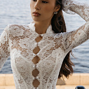 Кружевное свадебное платье рыбка с рукавами фото