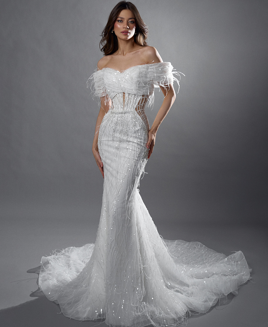 Расшитое платье-русалка с болеро  фото