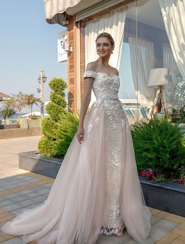 Свадебное платье трансформер с цветочным кружевом