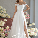 Белое шифоновое свадебное платье фото