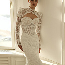 Кружевное свадебное платье со съемным болеро фото