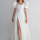 Свадебное платье из микадо с рукавами фонариками фото