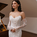 Кружевное свадебное платье со съемным болеро фото