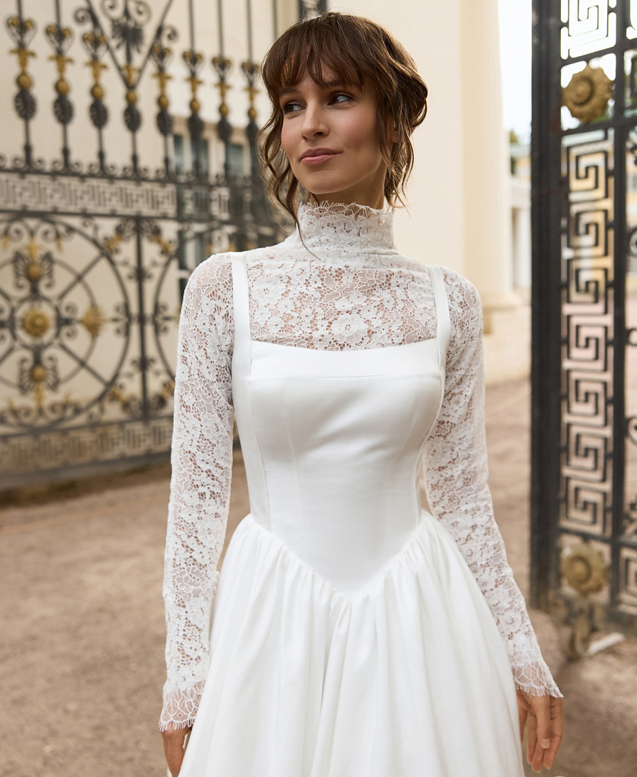 Свадебное платье с кружевным топом фото