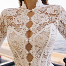 Кружевное свадебное платье рыбка с рукавами фото