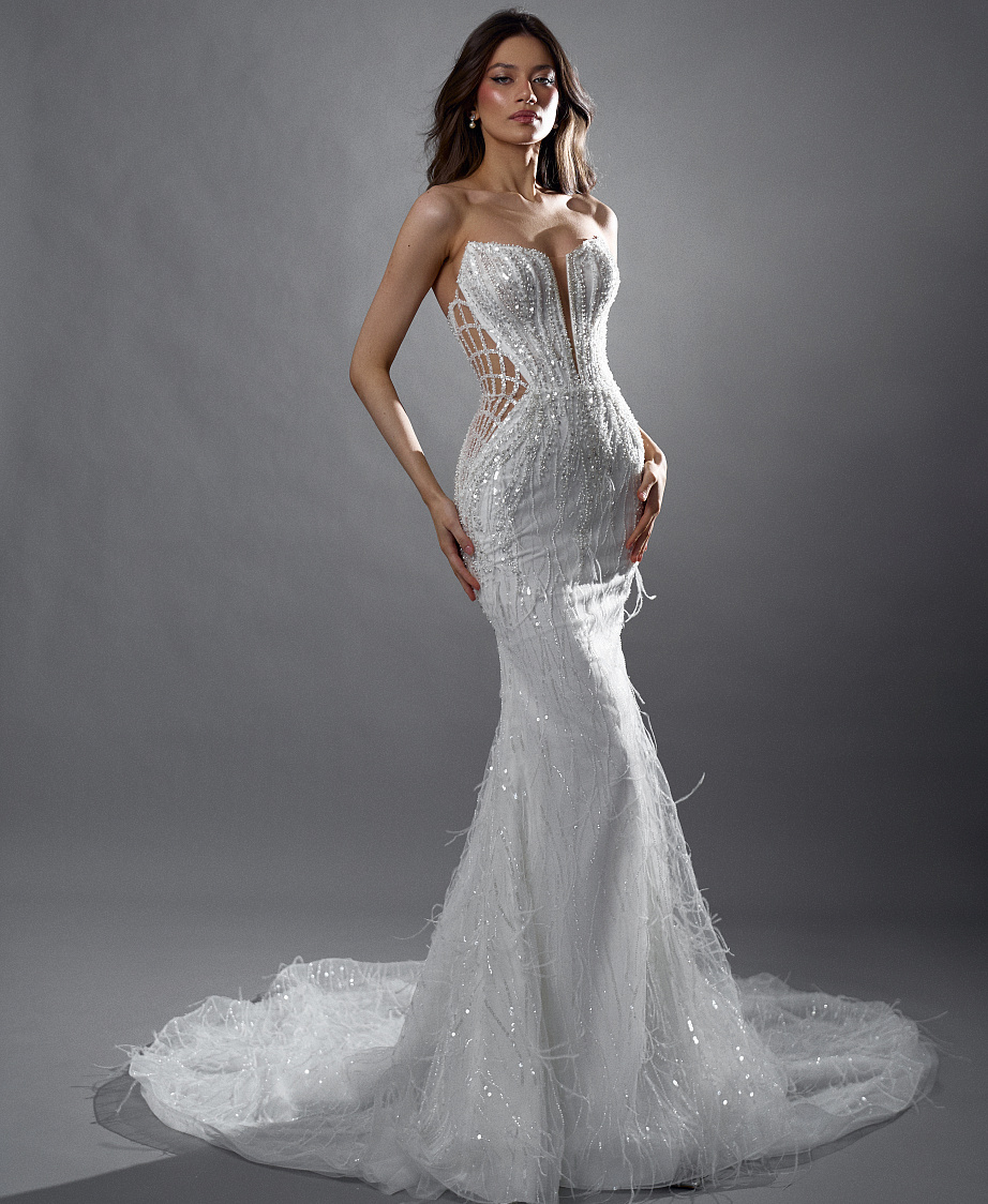 Расшитое платье-русалка с болеро  фото