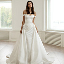 Атласное свадебное платье рыбка со съемным шлейфом фото