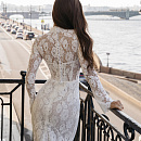 Кружевное свадебное платье рыбка с рукавами фото