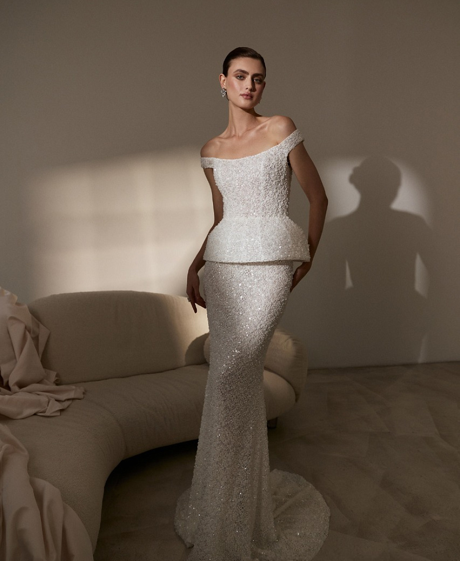 Свадебный мерцающий комплект с корсетом и юбкой фото