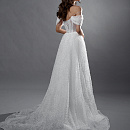 Кружевное платье-русалка с бисером и со съемным шлейфом фото