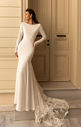 Свадебное платье русалка с кружевными вставками фото