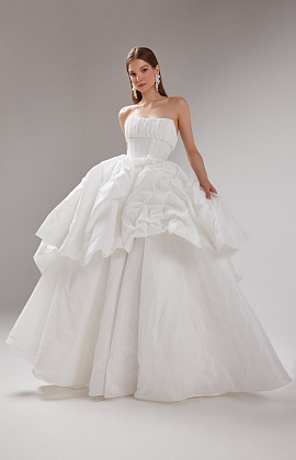 Пышное свадебное платье из тафты с корсетом-гафре фото