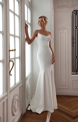 Свадебное платье рыбка с корсетом на косточках фото