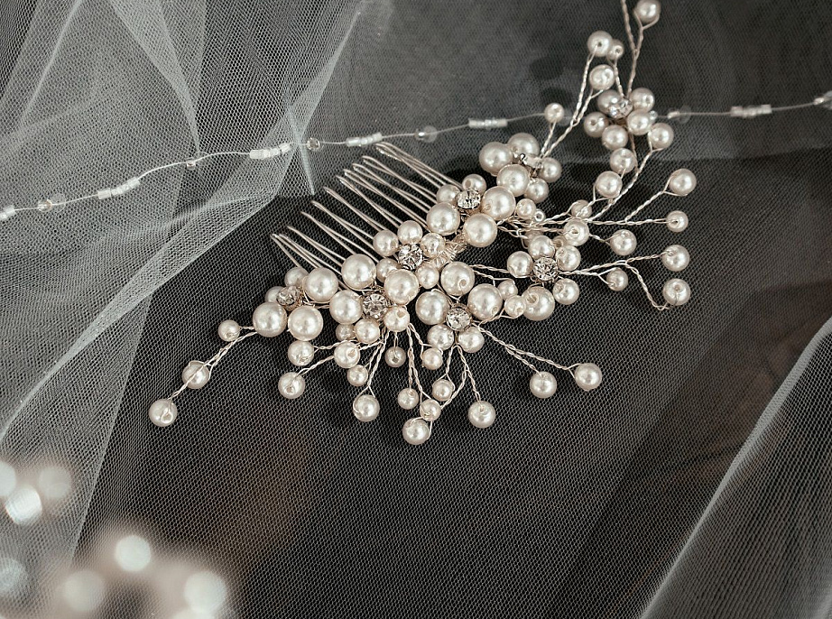 Свадебный гребень с жемчугом фото