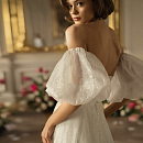 Блестящее свадебное платье со съемными рукавами буфами фото