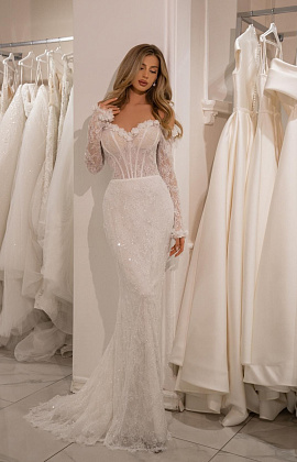 Свадебное платье русалка из кружева шантильи фото