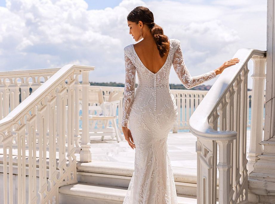 Кружевное свадебное платье русалка фото