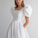 Свадебное платье из микадо с рукавами фонариками фото