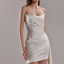 Короткое платье из атласа с декором в виде драпировки фото