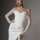 Атласное свадебное платье рыбка с рукавами фото