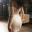 Свадебное платье мини со съемной атласной юбкой фото