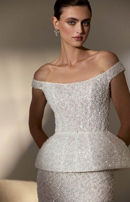 Свадебный мерцающий комплект с корсетом и юбкой фото