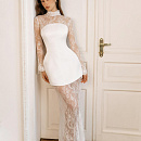 Комплект из прозрачного свадебного платья и атласного мини фото