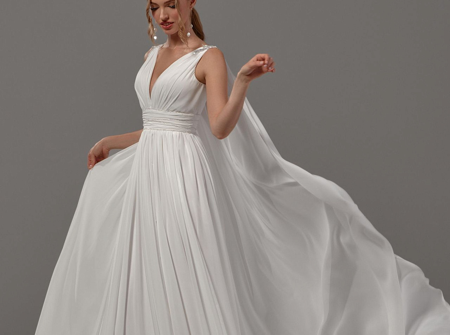 Легкое свадебное платье с юбкой из шифона фото