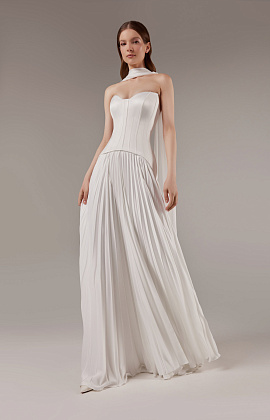 Лаконичный свадебный комплект с юбкой плиссе фото