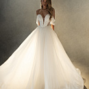 Летящее платье из фатина с ниспадающими бретелями фото