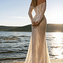 Свадебное платье русалка с рукавами и открытыми плечами фото