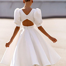 Свадебное платье миди с объемными рукавами фото