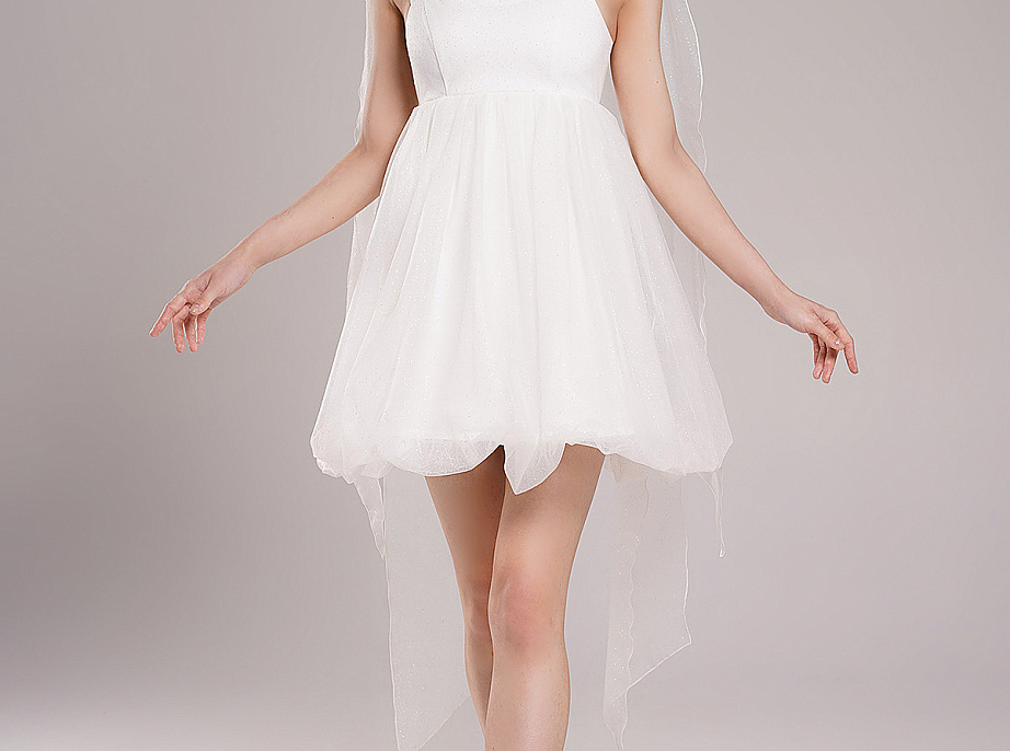 Свадебное платье мини с юбкой фасона баллон фото