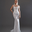 Кружевное свадебное платье рыбка со съемной баской фото