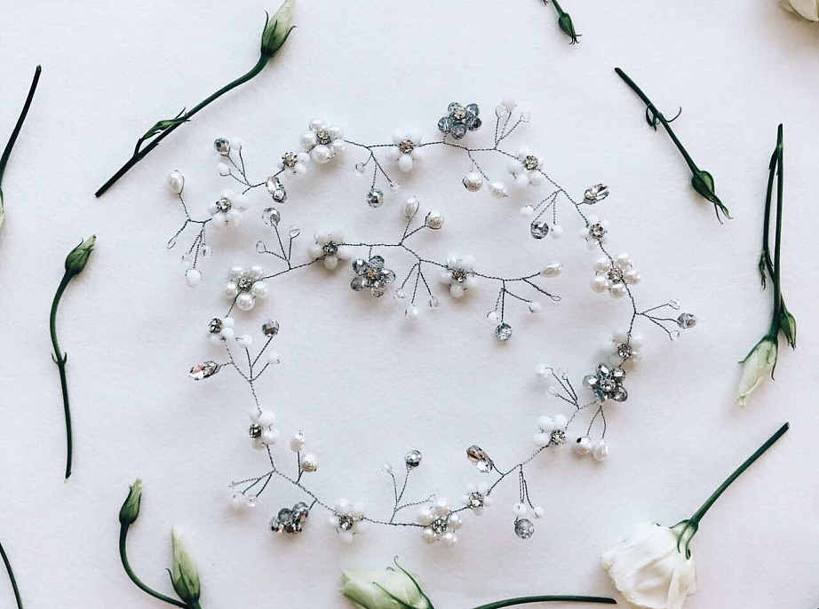 Свадебное украшение в волосы ручной работы фото