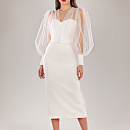 Свадебное платье миди с прозрачным болеро фото