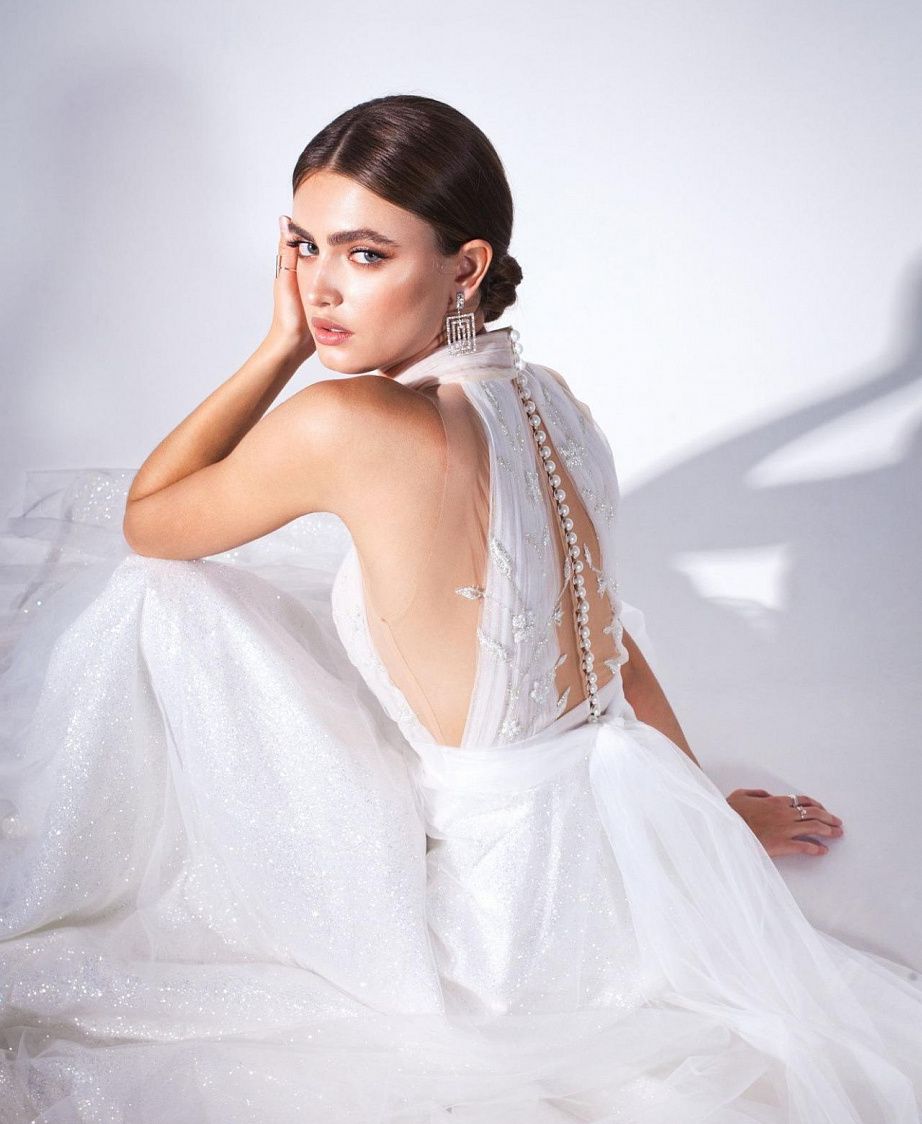 Красивое свадебное платье под горлышко фото
