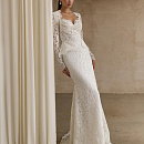 Кружевное свадебное платье с баской фото